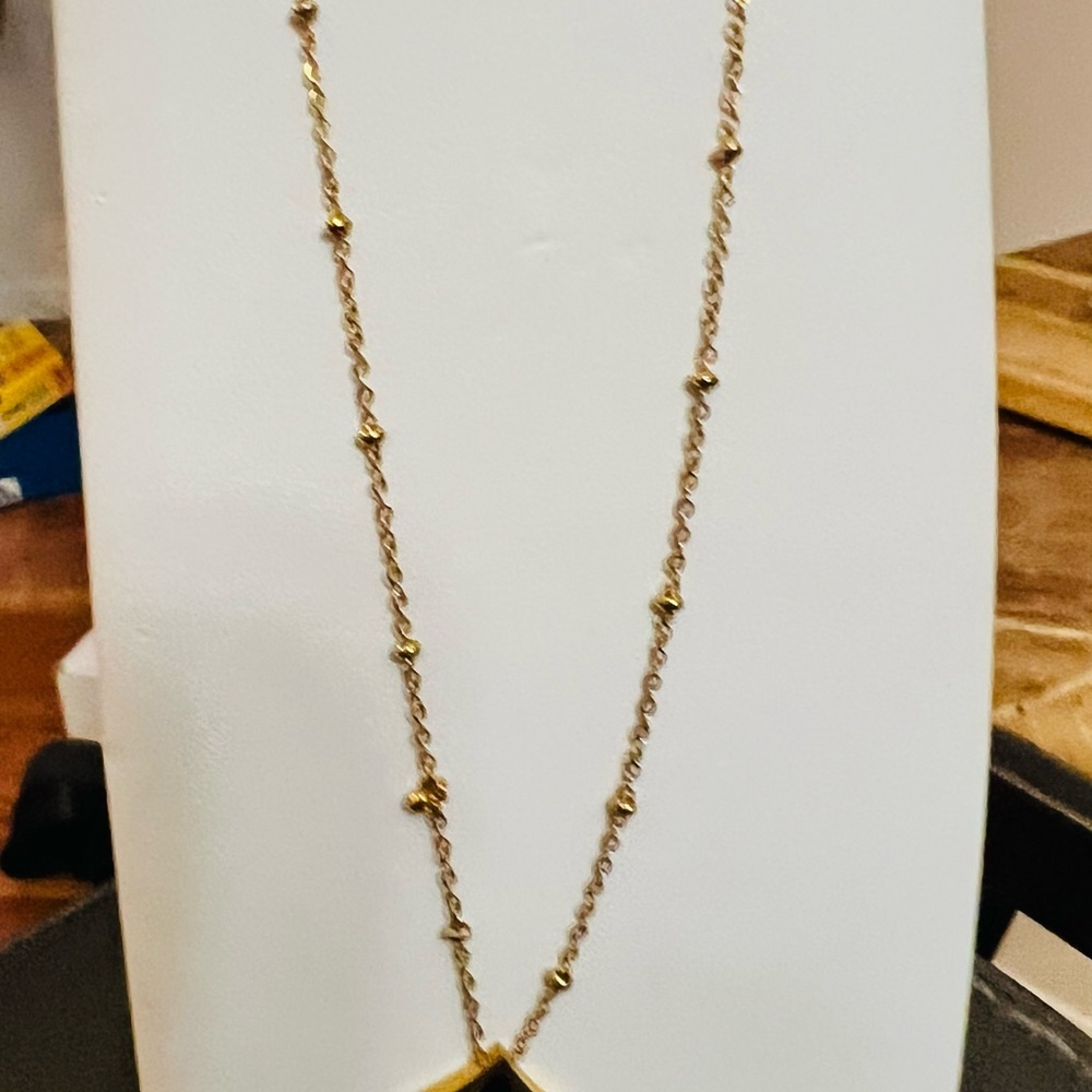 Gold-Tone Black Floral Pendant Necklace - Women Jewelry - Picture 2 of 7